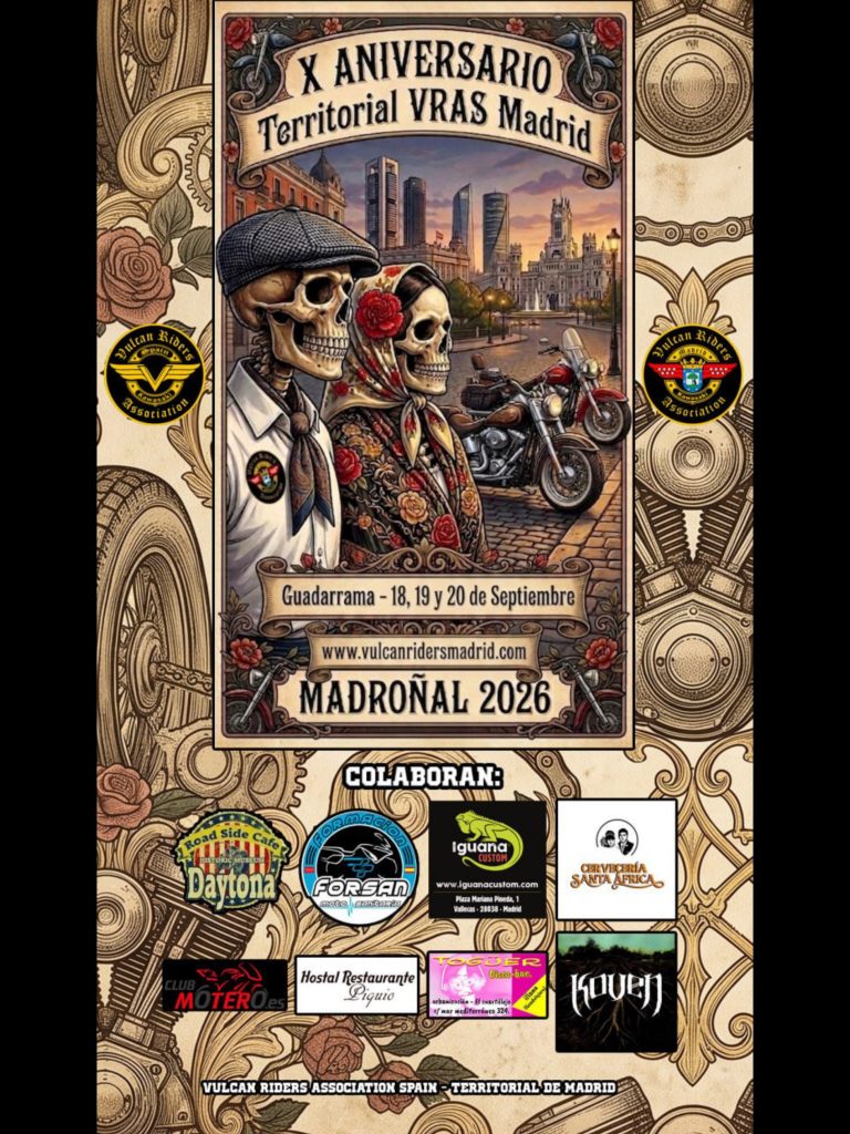 ¡Inscripciones abiertas! ¡Socios, amigos y simpatizantes de Vulcan Riders! Nos llena de orgullo y emoción anunciaros oficialmente el Décimo Aniversario de la Territorial de Madrid de la Vulcan Riders Association Spain. Para una ocasión tan señalada, hemos preparado un fin de semana inolvidable en un entorno motero inmejorable. Las inscripciones para el gran evento del décimo aniversario de la Territorial de Madrid ya están oficialmente abiertas. Las plazas son limitadas por aforo del restaurante y del hotel. ¡No te quedes sin la tuya!. Si quieres acompañarnos escríbenos un mensaje.